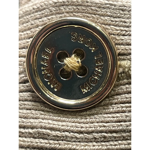 Michael Kors MK Logo Jacquard Knit Button Front Cardigan Sweater Beige Tan M - Picture 8 of 10